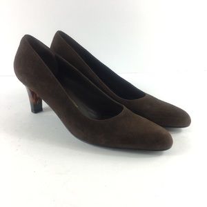 Salvatore Ferragamo Brown Suede Pumps